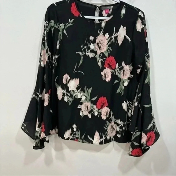 Vince Camuto Floral Print Keyhole Back Top XS - Picture 3 of 10